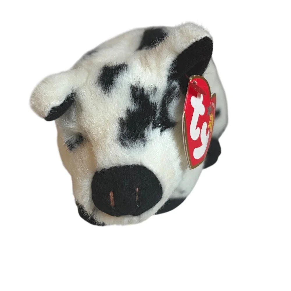 Ty Beanie Babies‎ Stubby the Pig Black White Spotted 2004 Plush Animal 40105